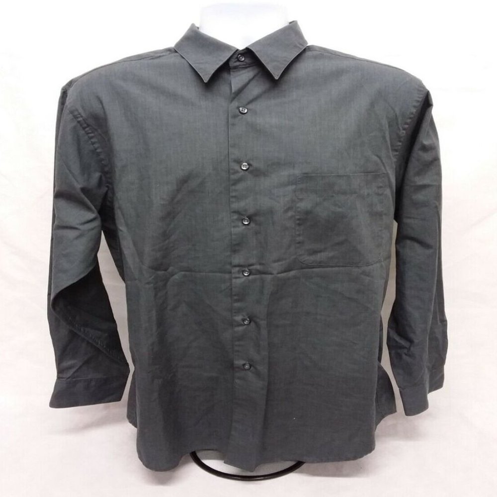Men's 16.5 34-35 Milano Uomo Long Sleeve Dark Gray Dress Shirt